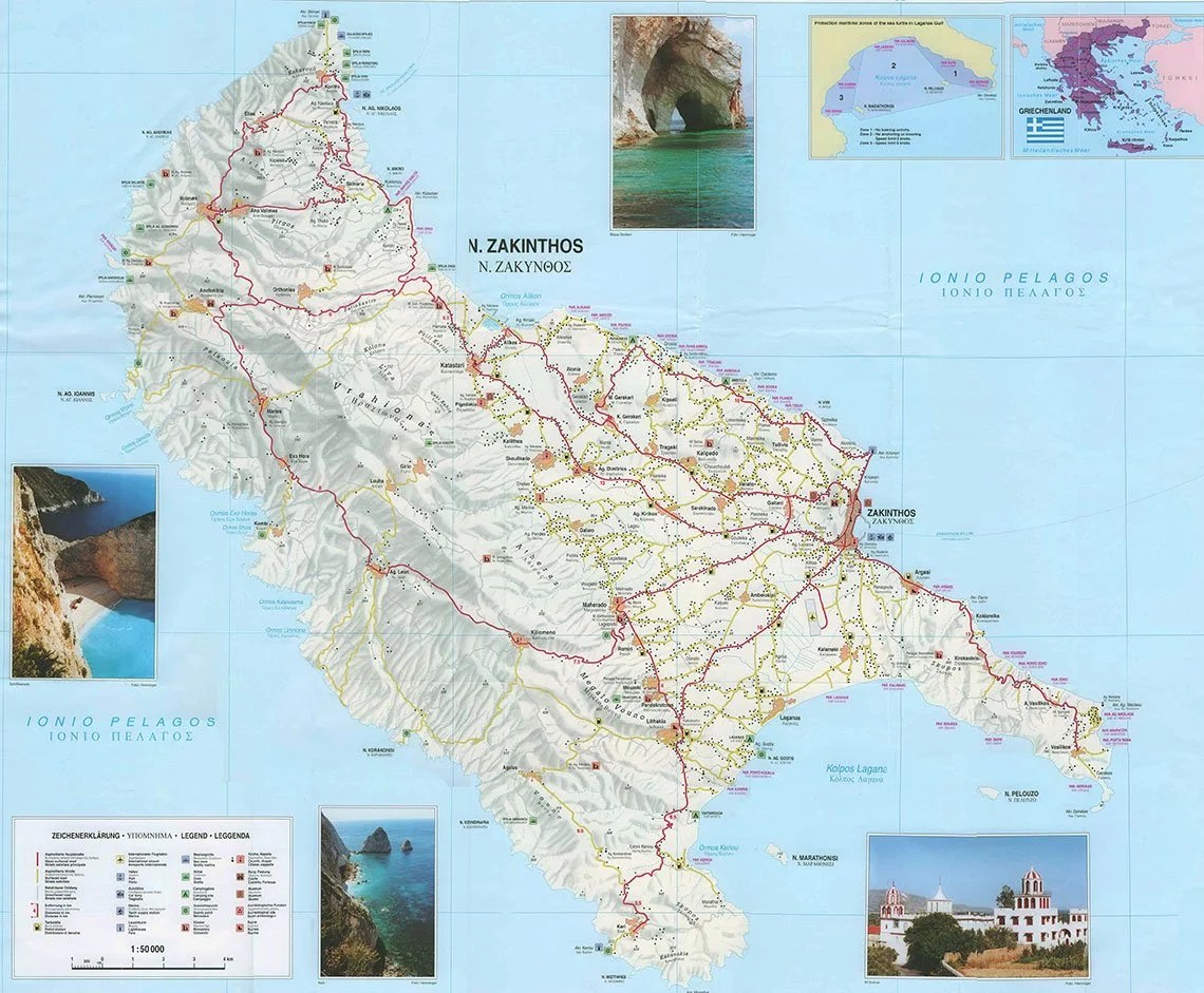 Zakynthos Map Zante Rent a Car