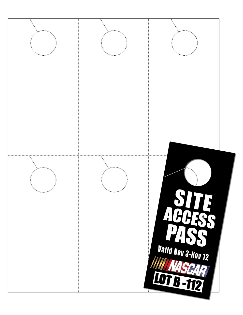Item NTW5 6Up 2 3/4" x 5 1/2" Door Hanger Paper 8.25" x 11" Sheet