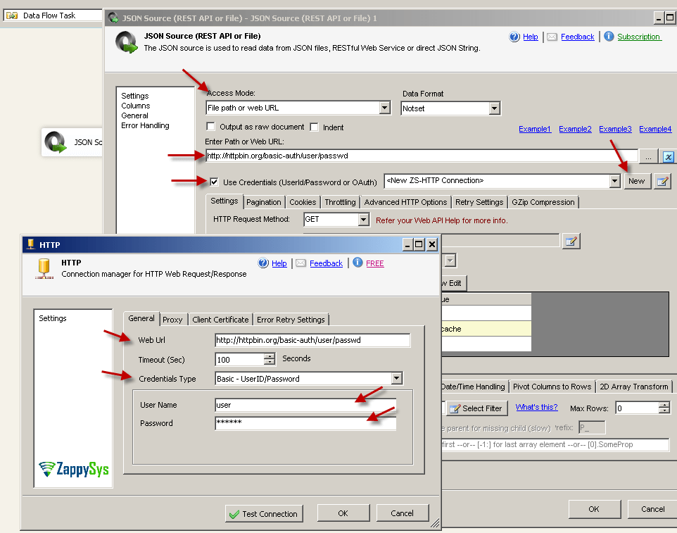 Calling REST API in SSIS with Basic Authentication / UseridPassword