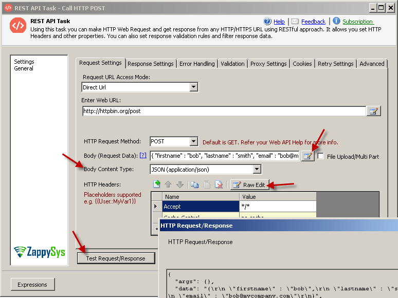 HTTP POST in SSIS Send data to  API url ZappySys Blog