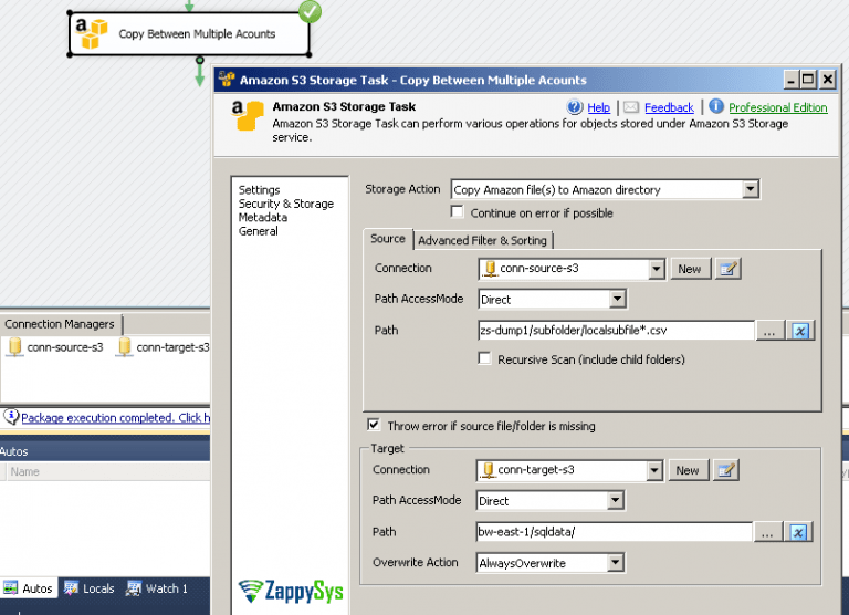Copy Amazon S3 Files in SSIS to different AWS Account ZappySys Blog
