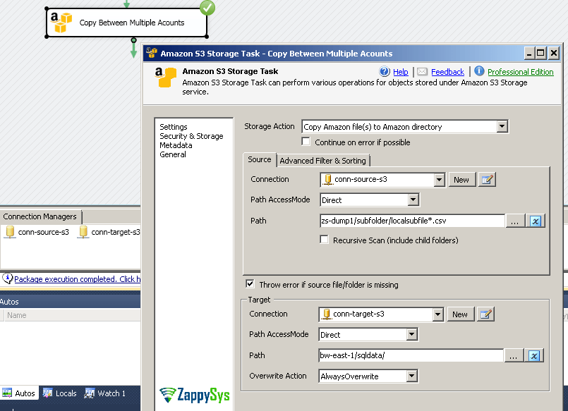 Copy Amazon S3 Files in SSIS to different AWS Account ZappySys Blog