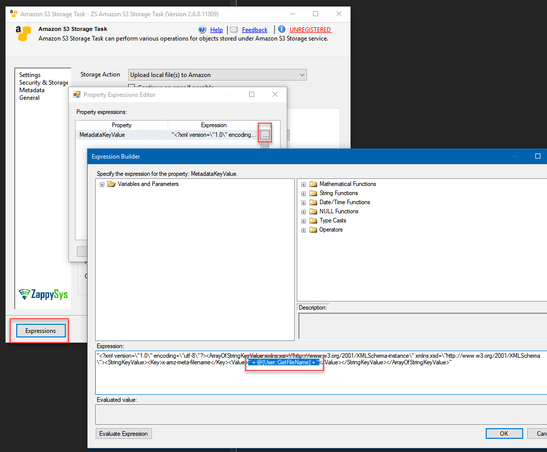 Setting Metadata key / value in SSIS Amazon S3 / Azure Storage Task