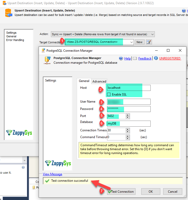 Load data into PostgreSQL Upsert using SSIS (Bulk Update, Insert