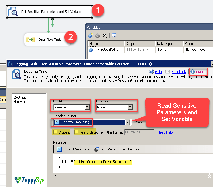 Reading Sensitive Parameters in SSIS Data flow ZappySys Help Center