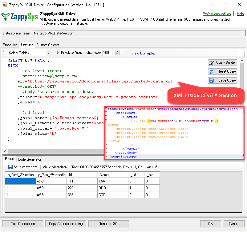 How to read / parse nested XML in CData Section / Base64 / encoded text
