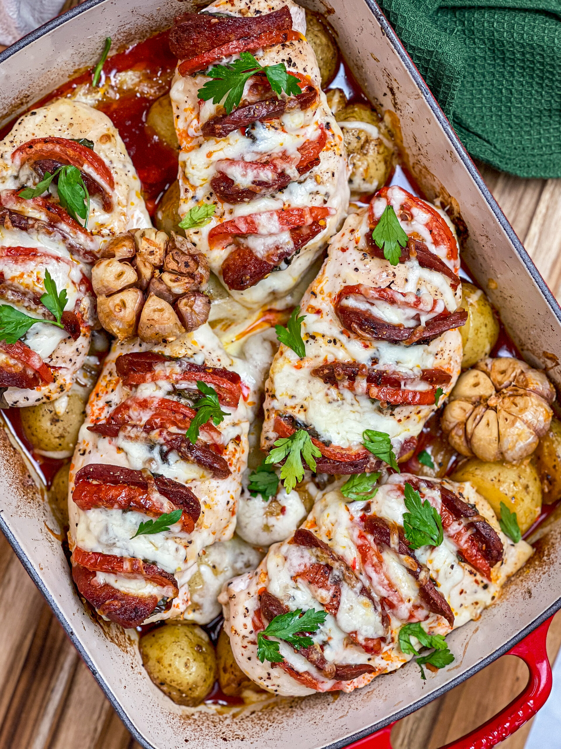 CHORIZO BASIL CHICKEN & POTATO TRAYBAKE Zars Kitchen