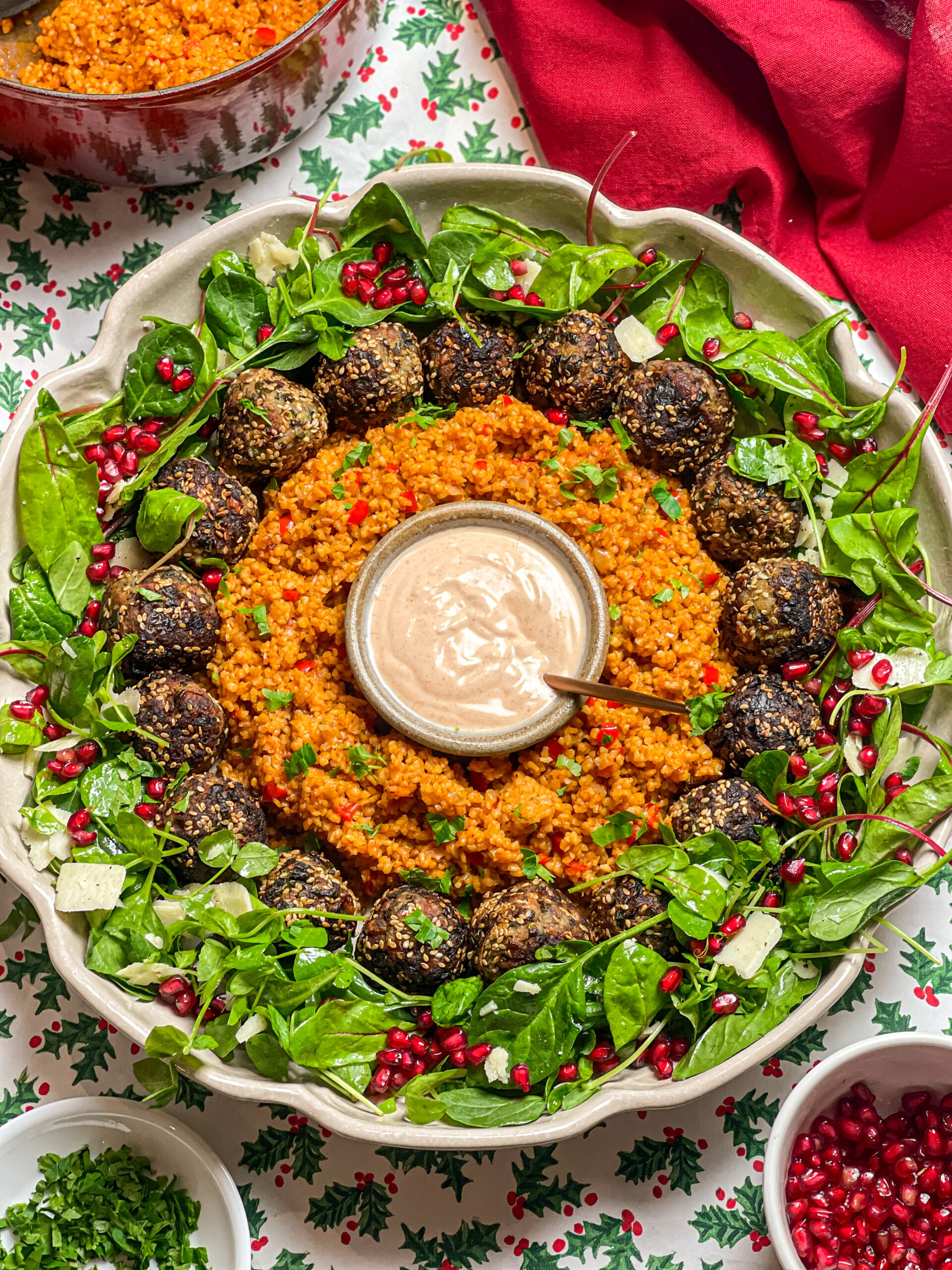 CARAMELISED ONION TURKEY & FETA MEATBALLS WITH A SPICY YOGURT DIP