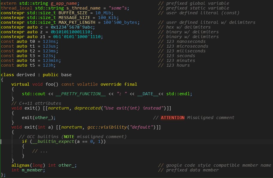 Kate Alternative (pure) C++14 ready syntax highlighting