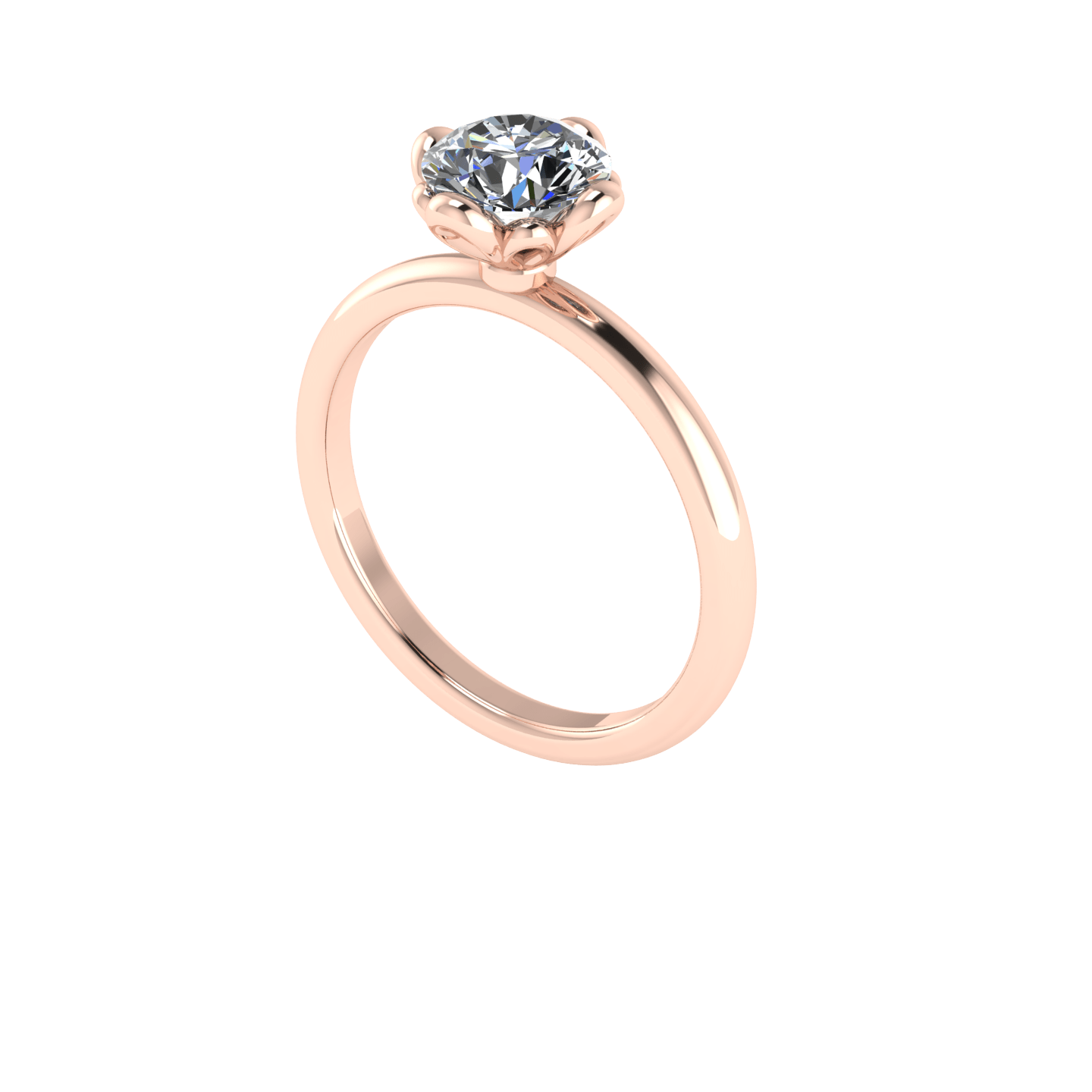 Spring Blooming Flower Engagement Ring in 18K Gold ZCOVA