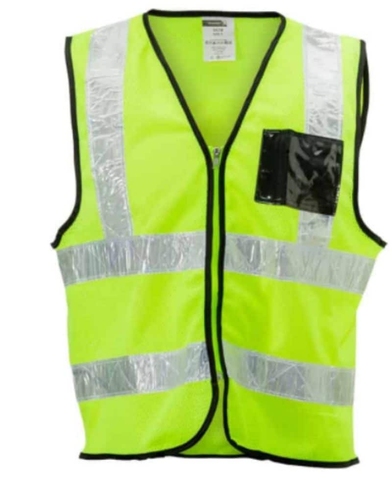 Lime Mesh Reflective Sleeveless Waist Jacket 130G Knit, Id, White PVC