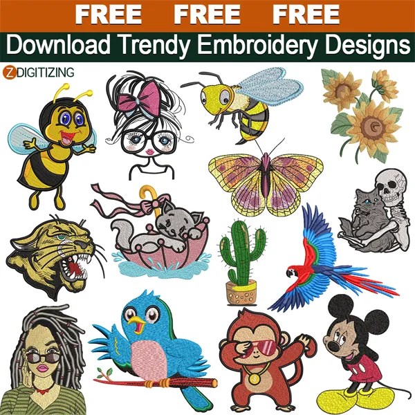 Try Out FREE Trendy Embroidery Designs Instant Download Embroidery
