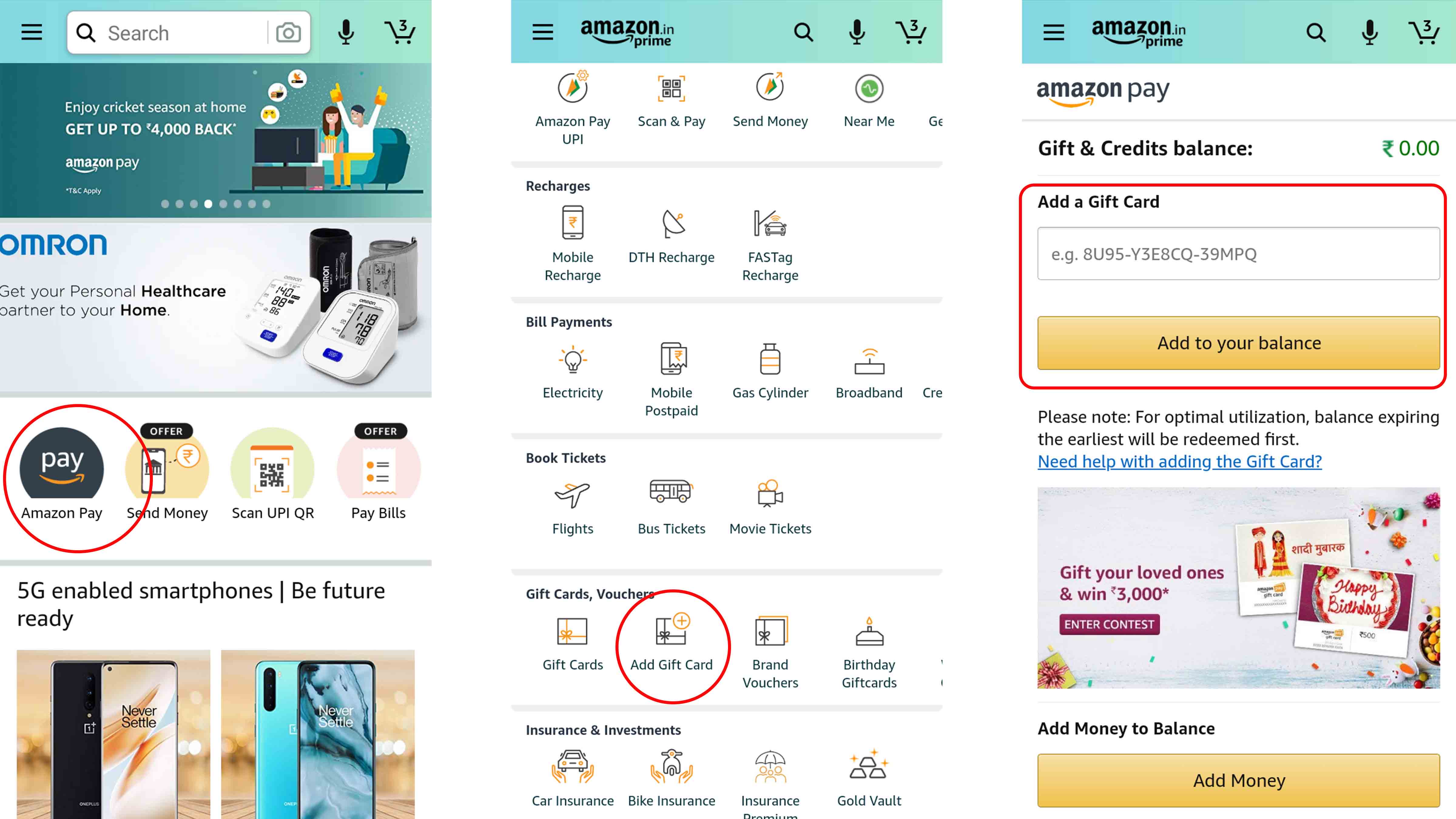 Amazon Gift Card Redeem Kaise Kare? Amazon Pay Balance