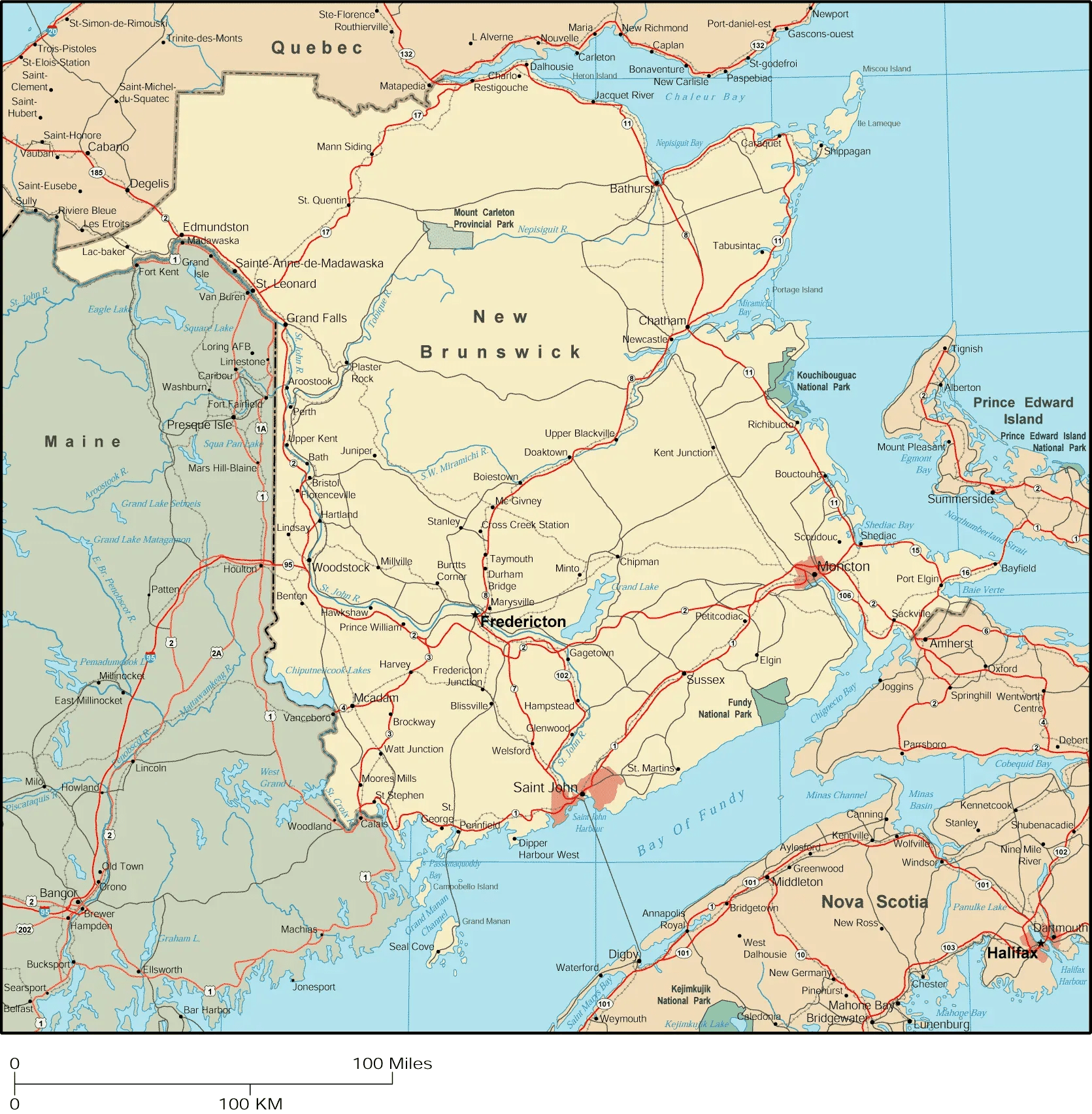 New Brunswick Map Detailed Map of New Brunswick