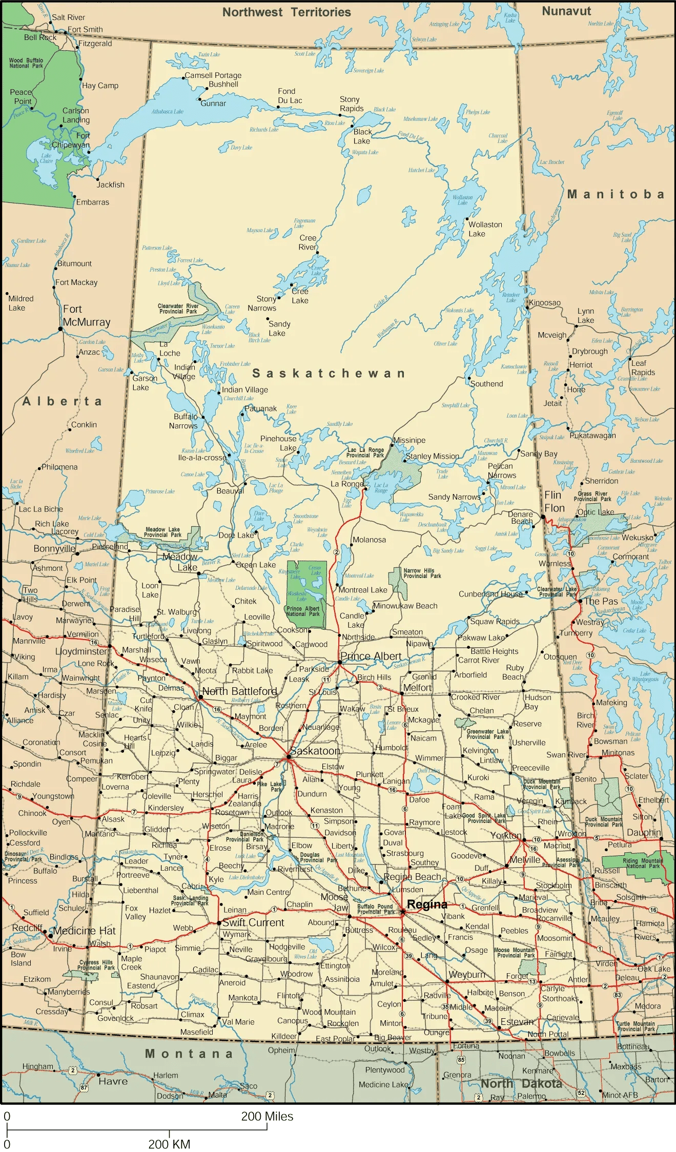 Saskatchewan Map Detailed Map of Saskatchewan Canada