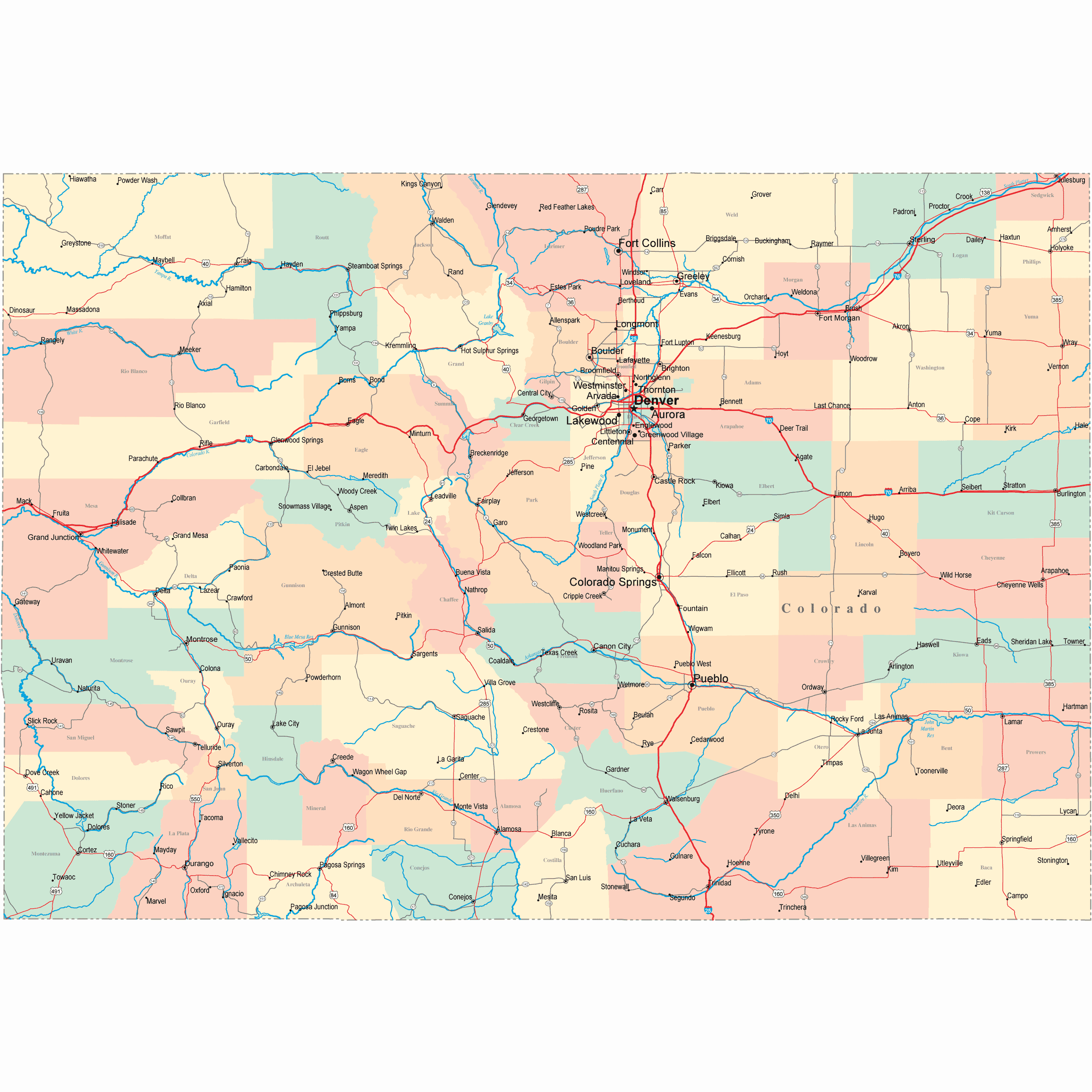 Map Of Eastern Colorado Colorado Road Map - Co Road Map - Colorado Highway Map