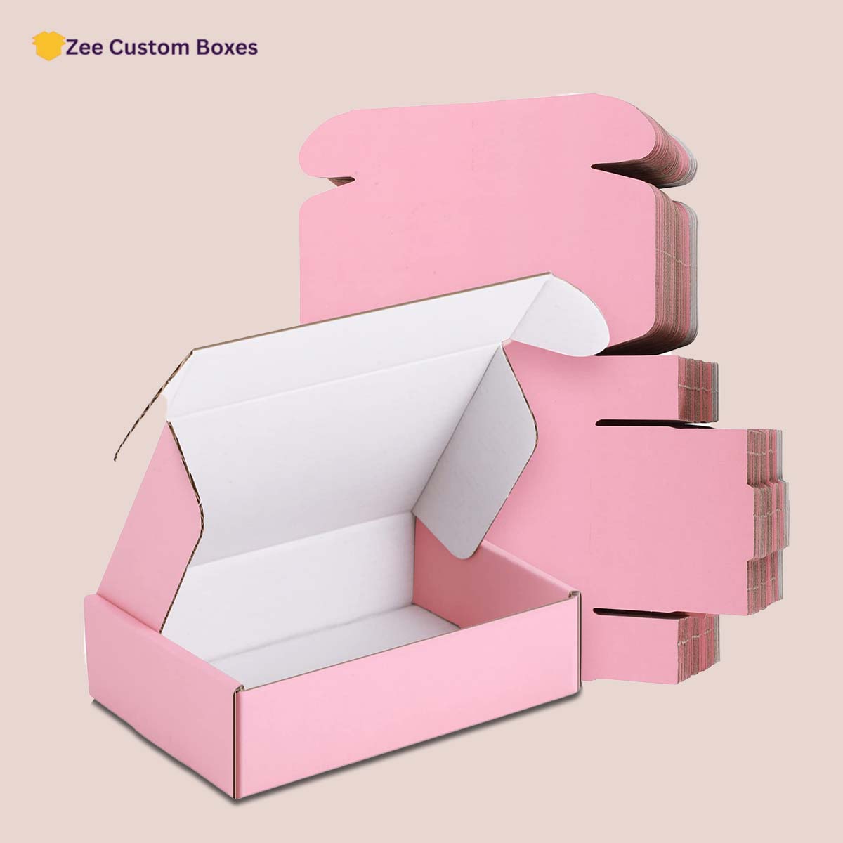 Custom Pink Cardboard Boxes, Wholesale ZEE Custom Boxes