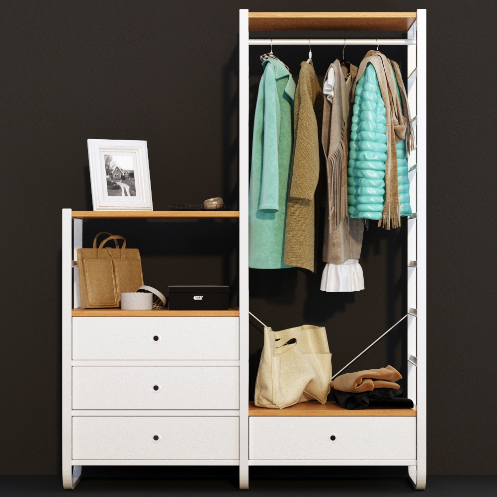 Outdoor wardrobe IKEA Elvary with clothes Download the 3D Model