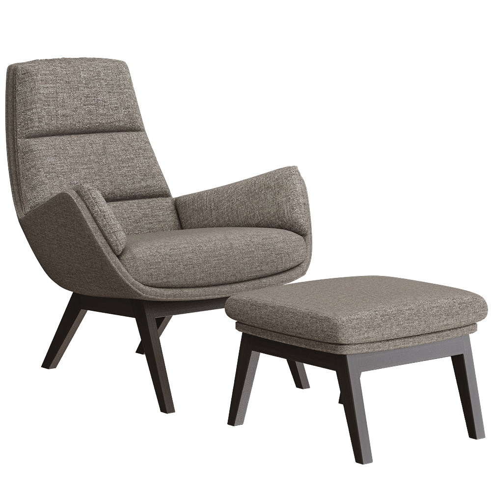Armchair with foot stool Orhus, Saiwala Download the 3D Model (47427