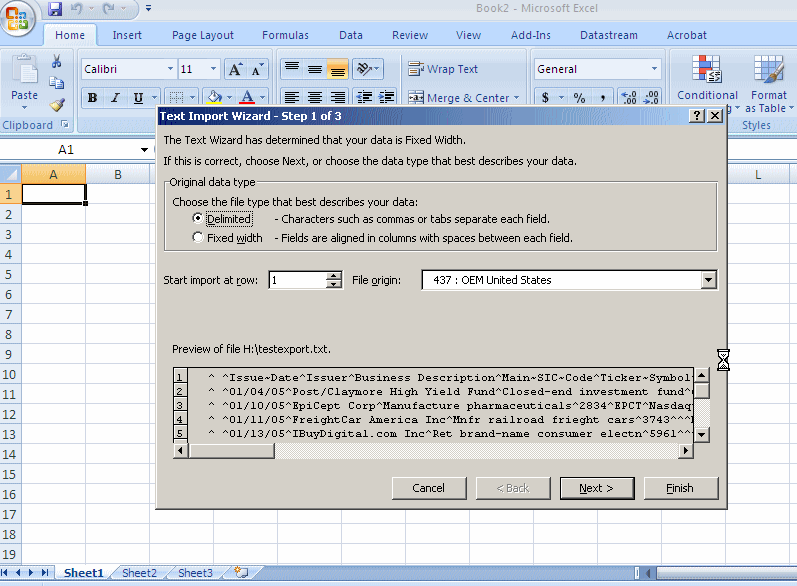 Using plain text files in Excel researchfinancial Using plain text files in Excel researchfinancial