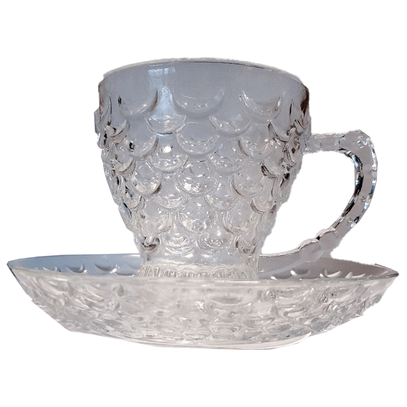 6 Tea Glasses & 6 Plates Fish Side Model Perfect for Tea Parties