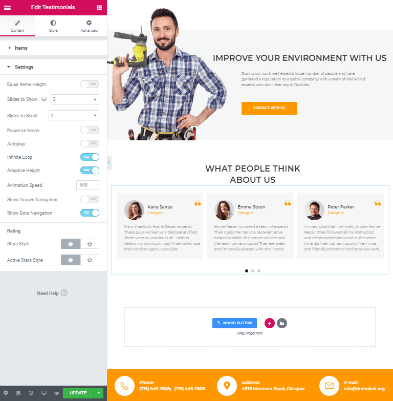 How to add the testimonial carousel to your web page
