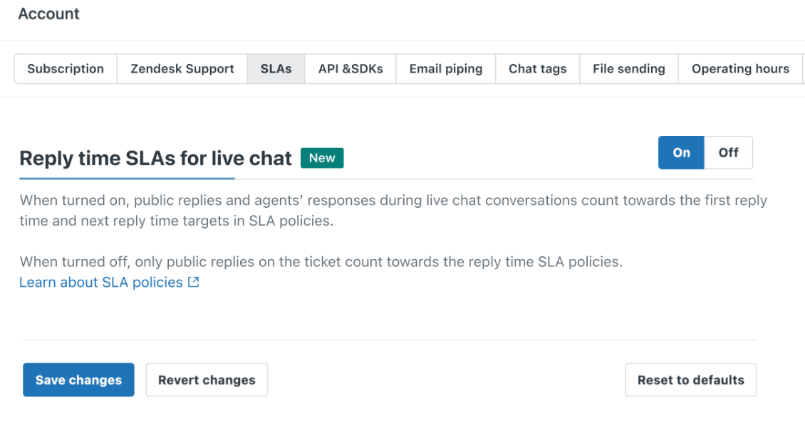 Activar los SLA de tiempo de respuesta para el chat en vivo Ayuda de