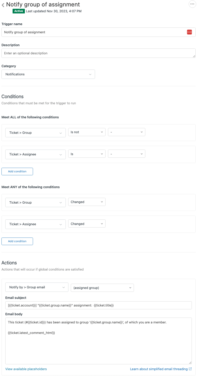 About the standard Support triggers Zendesk help