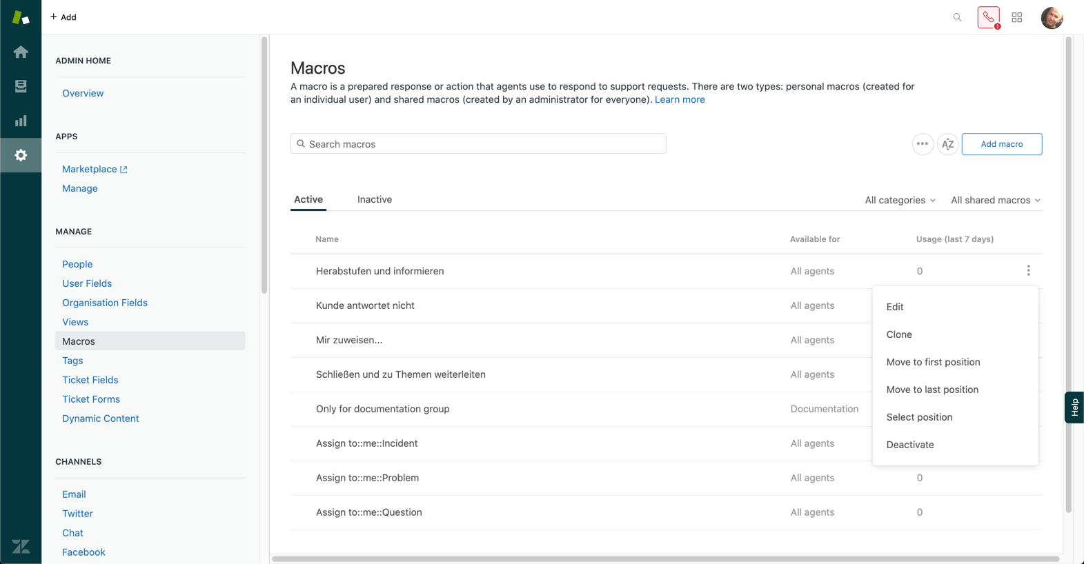 Organizing and managing your macros Zendesk help