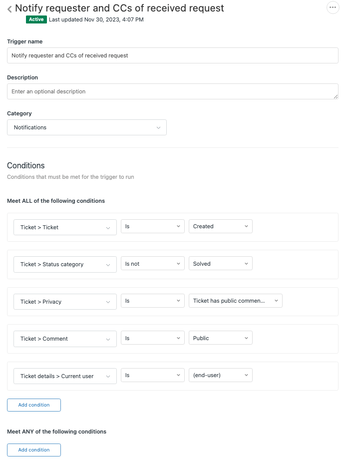 About the standard Support triggers Zendesk help