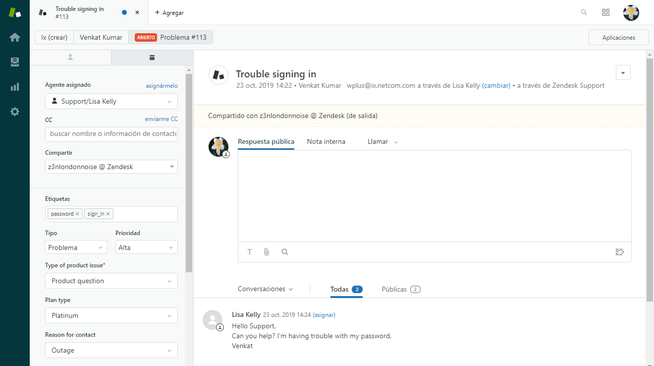 Acerca de los campos de ticket Ayuda de Zendesk