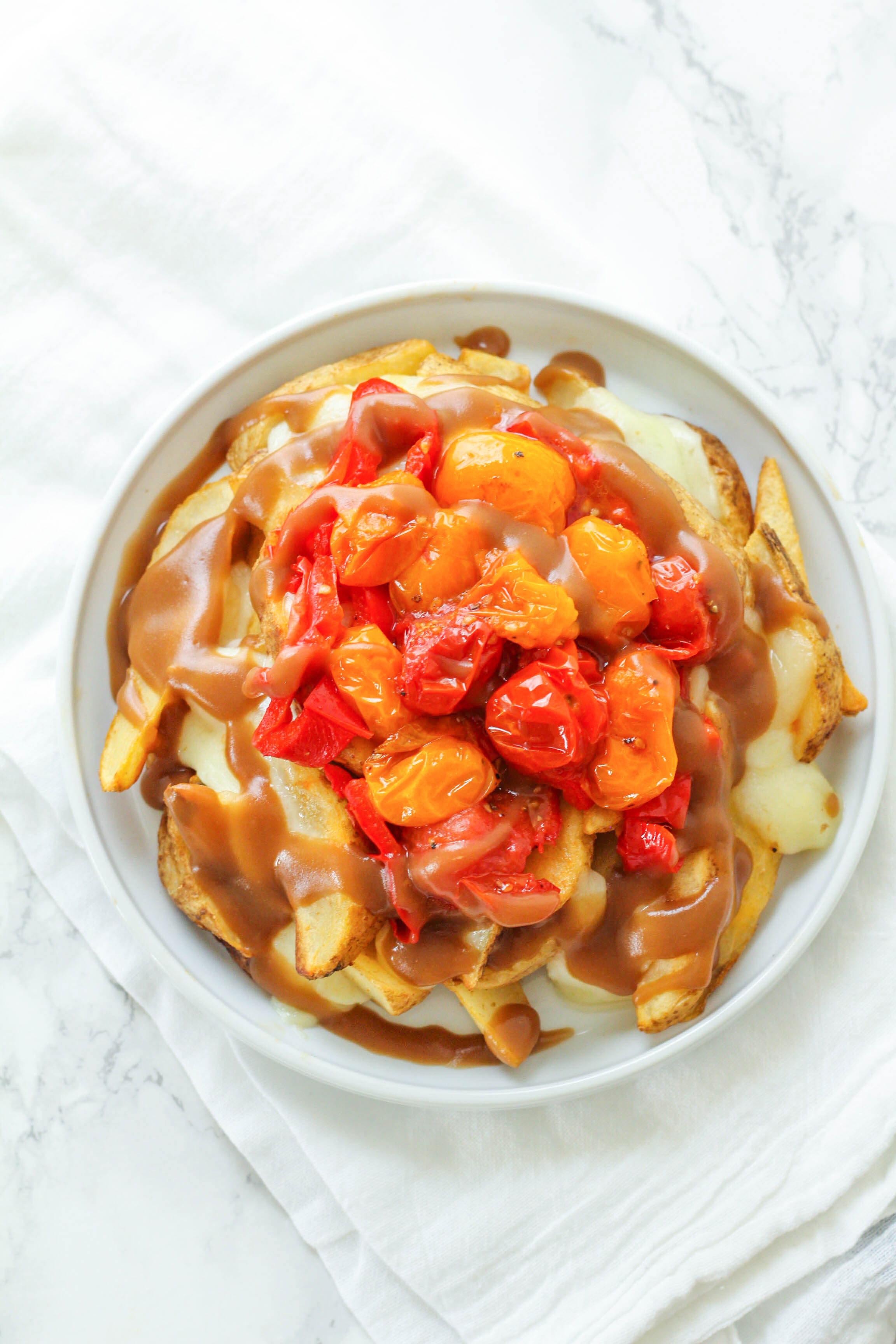 Burst Cherry Tomato & Roasted Red Pepper Loaded Poutine Zen & Spice