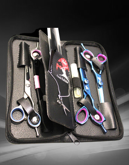 Apprentice / Student Three Scissor Kit Blue Titanium Coated. Zen