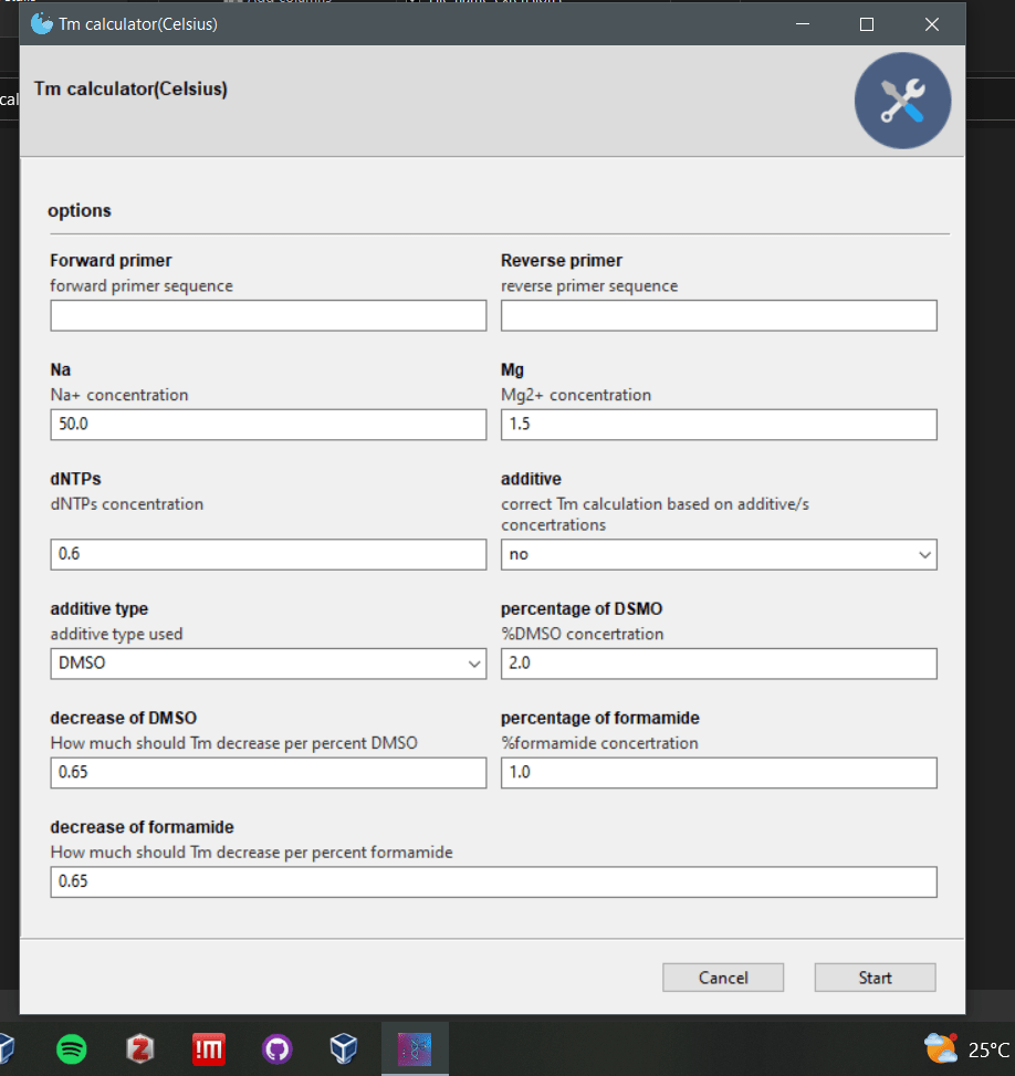 Tm calculator GUI Windows and ubuntu linux GUI apps that calculate the