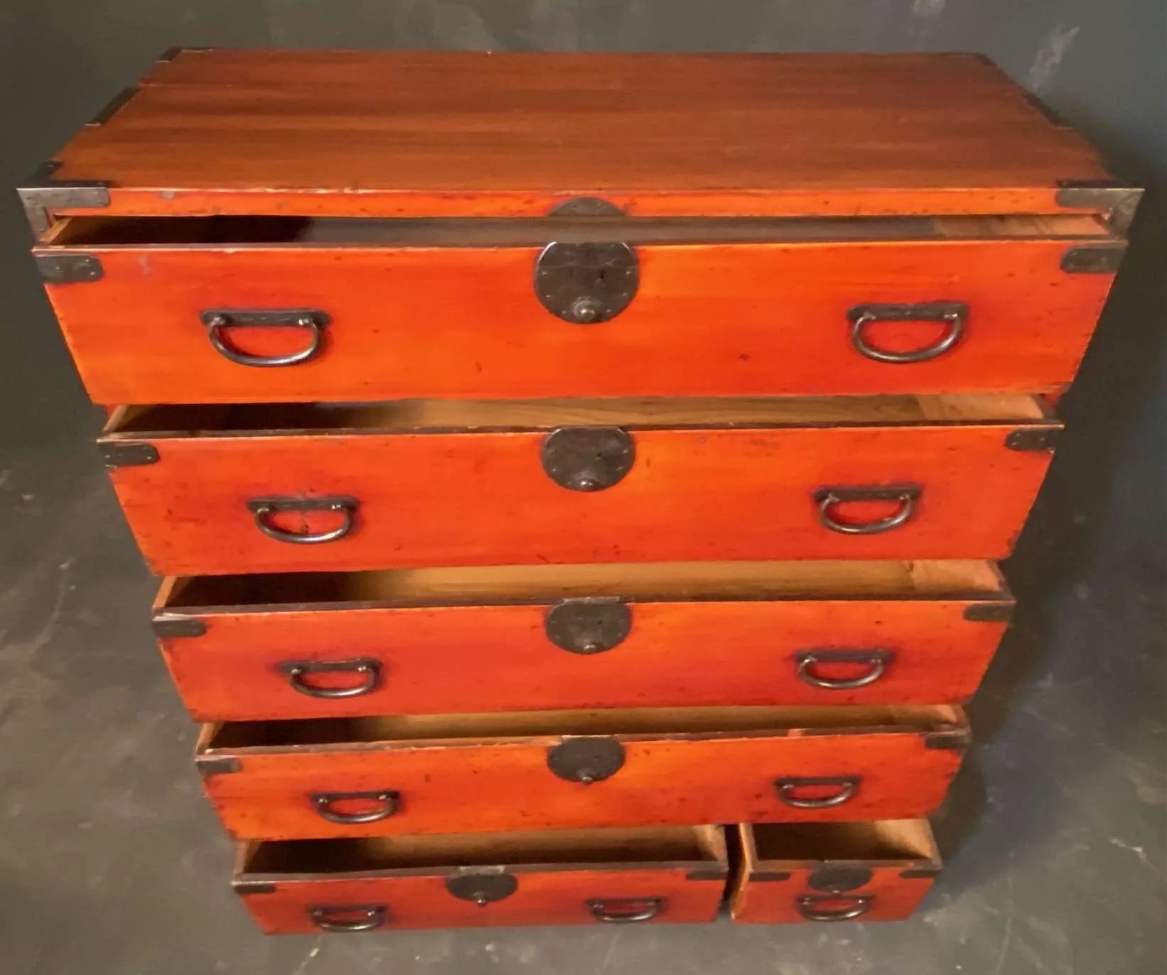 Antique Japanese Kimono Tansu Shunkei Lacquer Meiji Zentner Collection