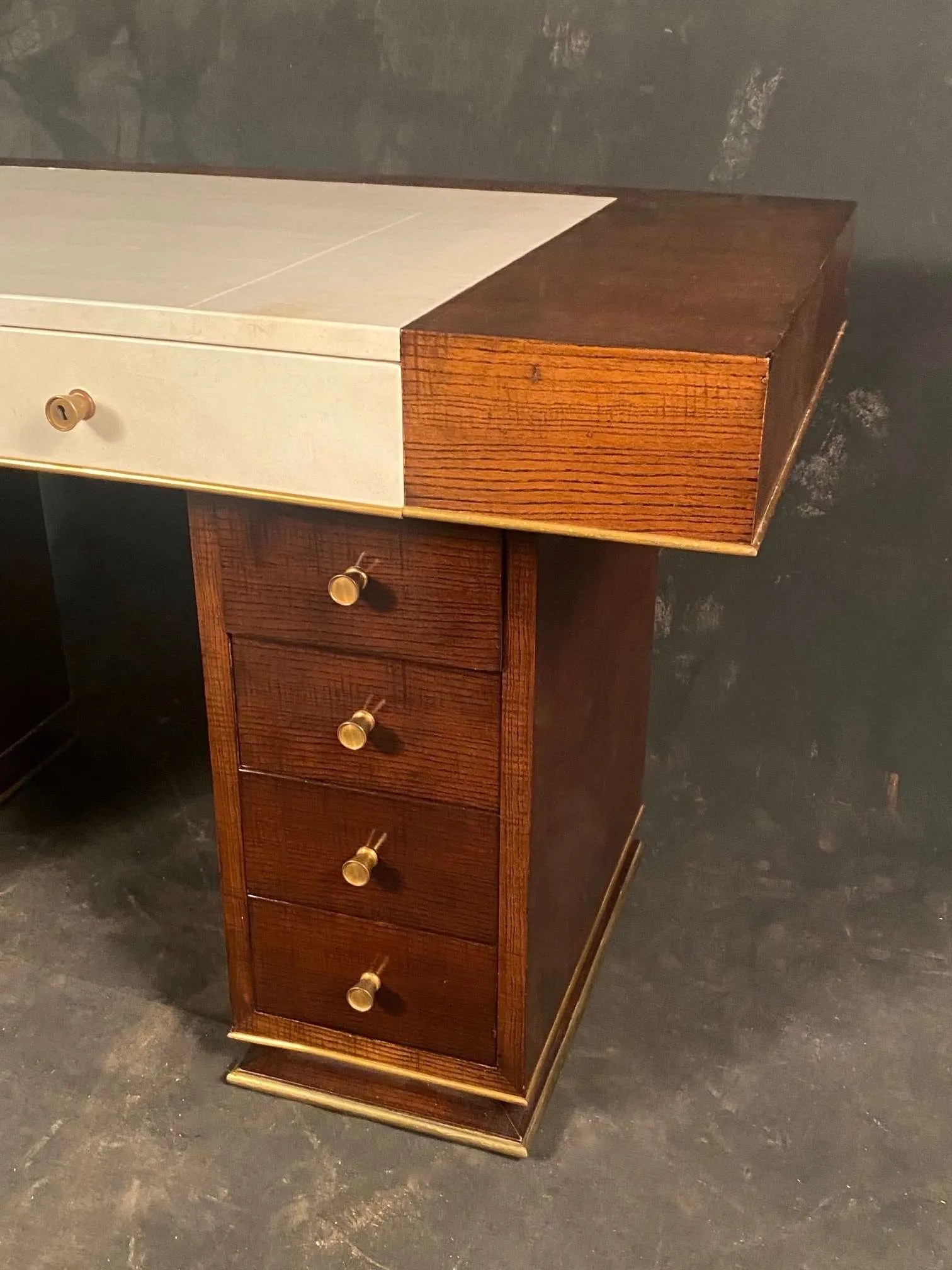 Antique French Art Deco Pedistal Desk Zentner Collection