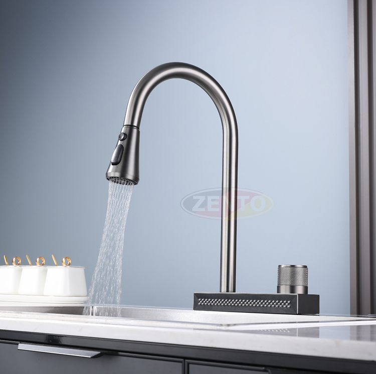Vòi rửa chén bát 4in1 Waterfall faucet kitchen SUS5535Gr (dây rút)