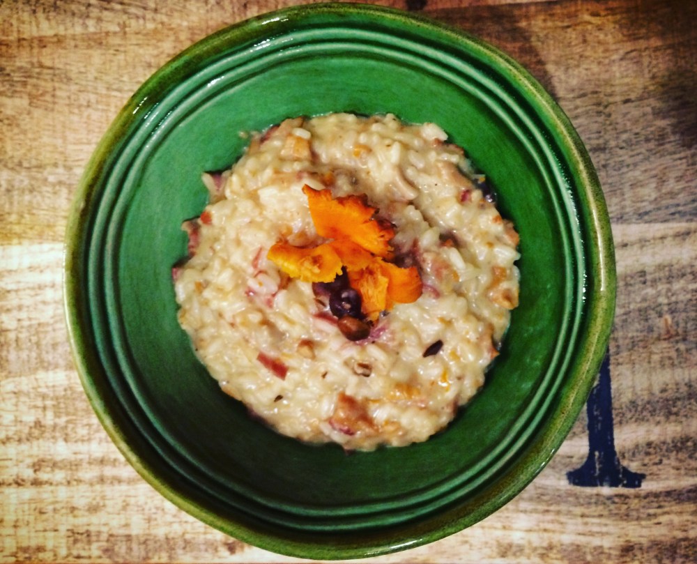 Risotto funghi e speck mantecato al taleggio Zenzero in Cucina