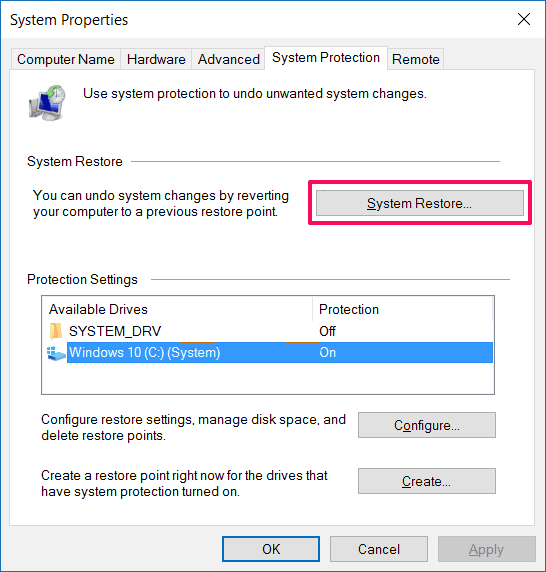 How to Create a System Restore Point in Windows 10