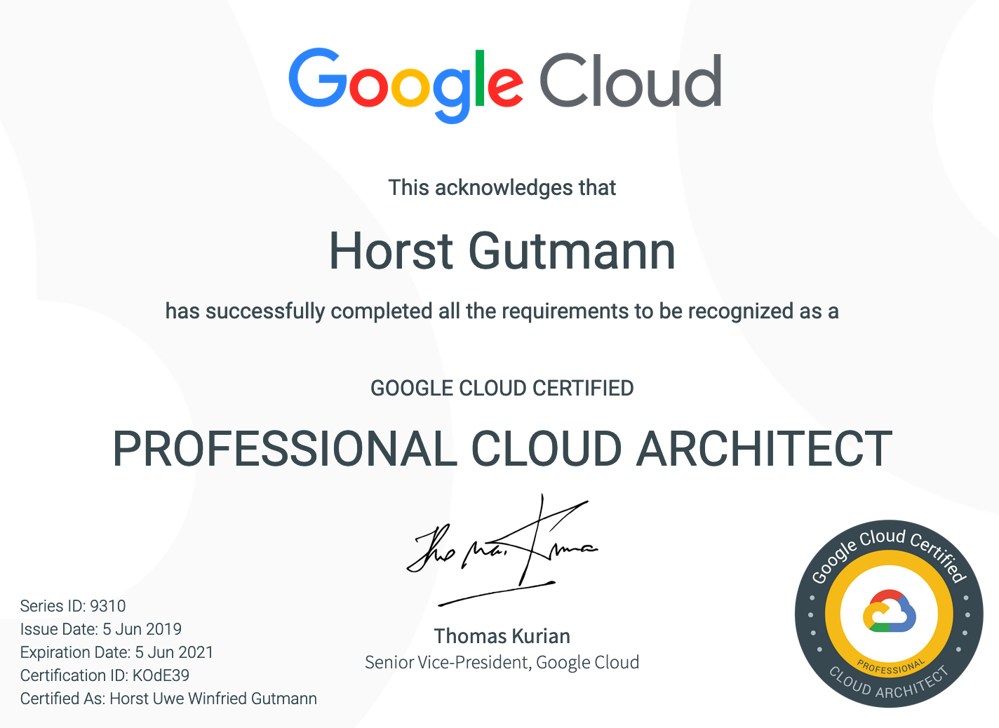 Professional Google Cloud Architect