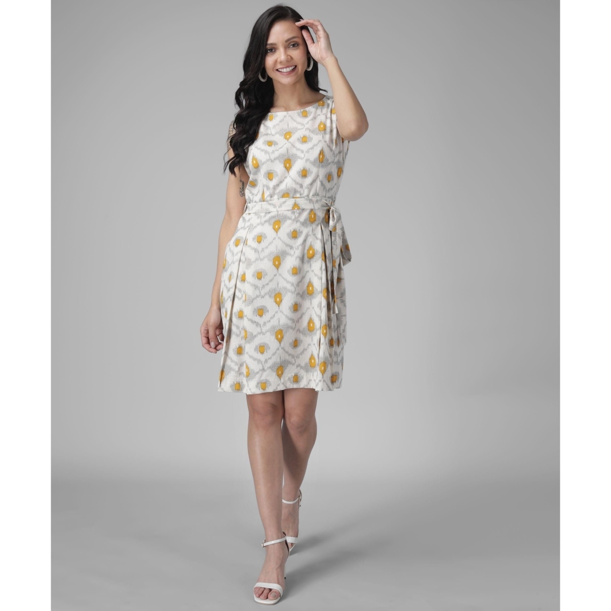 Cotton Printed Short Dress Zeronear