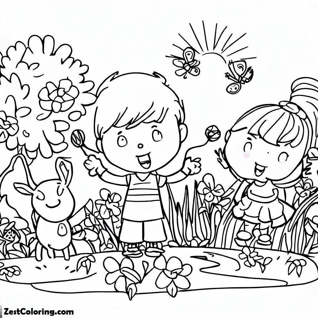 Kids Drawing Of Springtime Coloring Page Coloring for Kids Smart