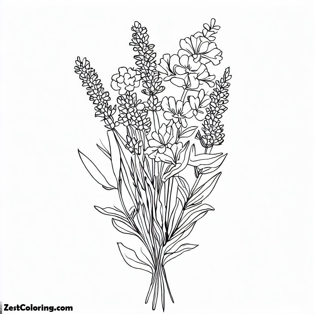 Lavender Flower Arrangement Coloring Pages Coloring for Kids Smart