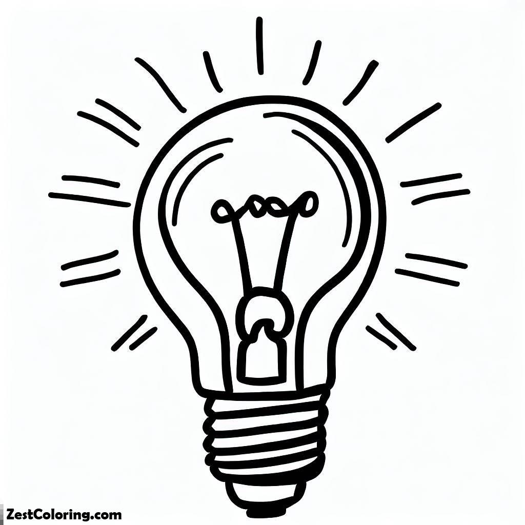 Light Bulb Shining For An Idea Coloring Pages Coloring for Kids Smart, Creative, and Fun
