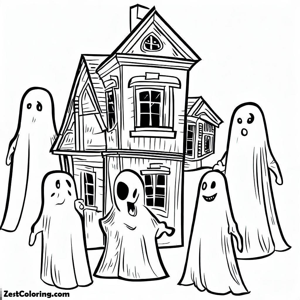 Ghost Meeting House In Houses Coloring Page Coloring for Kids Smart