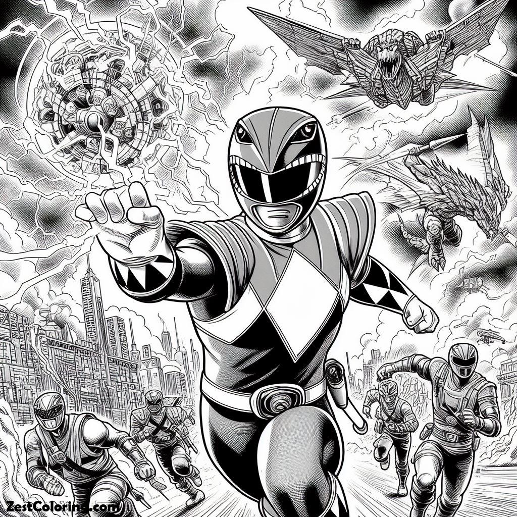 Power Rangers Ninja Storm Chasing Enemy Coloring Page Coloring for