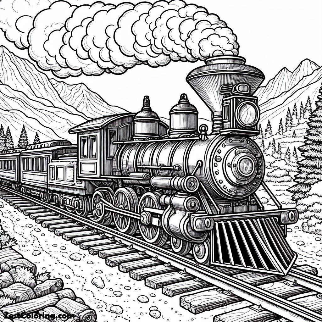 Steam On Bumpy Railroad Coloring Page Coloring for Kids