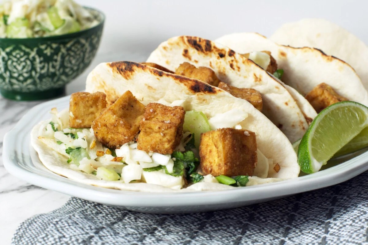 Crispy Tofu Tacos with Asian Pear Slaw — Zestful Kitchen