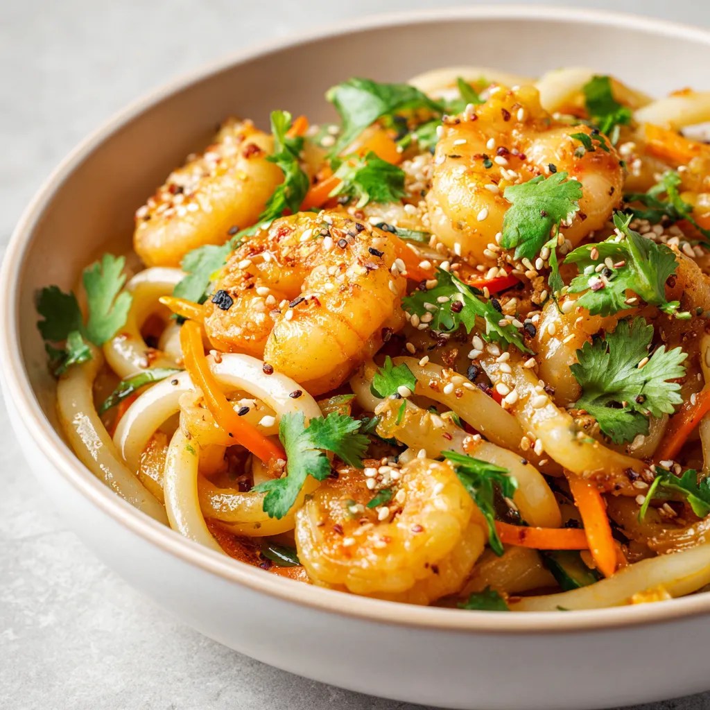 Shrimp Fried Udon Bowl Delight Zestful Zest