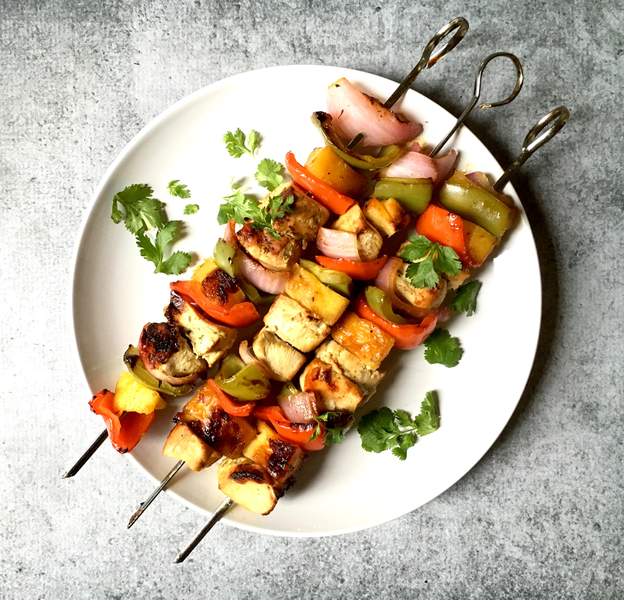 Marinated Pineapple Cilantro Chicken Kabobs * Zesty Olive Simple